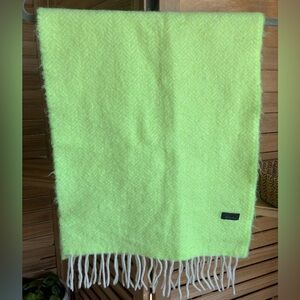 J. Crew Wool Neon Lime Fringe Made in Italy Scarf